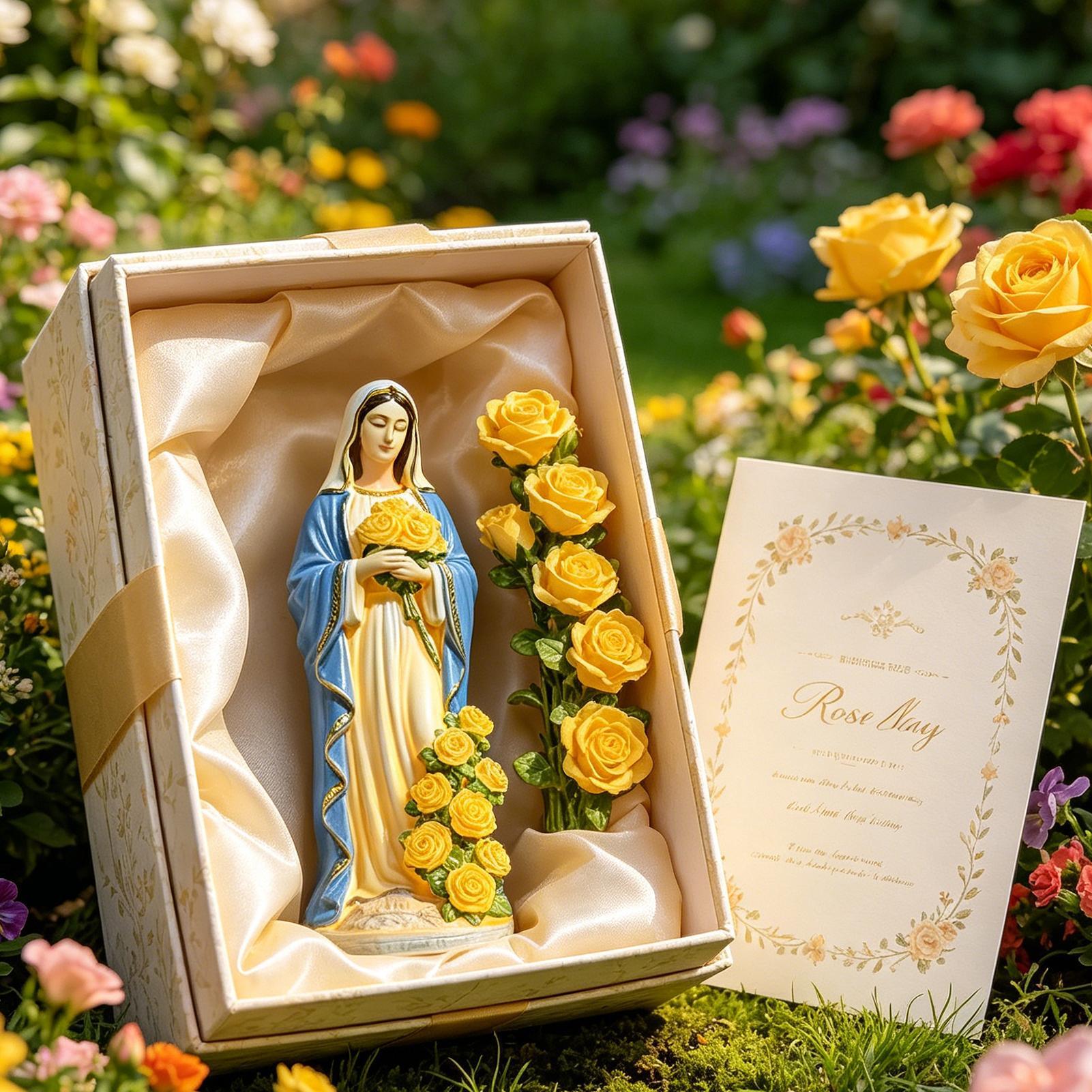 Resin Crafts - Solar-Statue der Jungfrau Maria, Gartendekoration, Solar-Harzfigur,