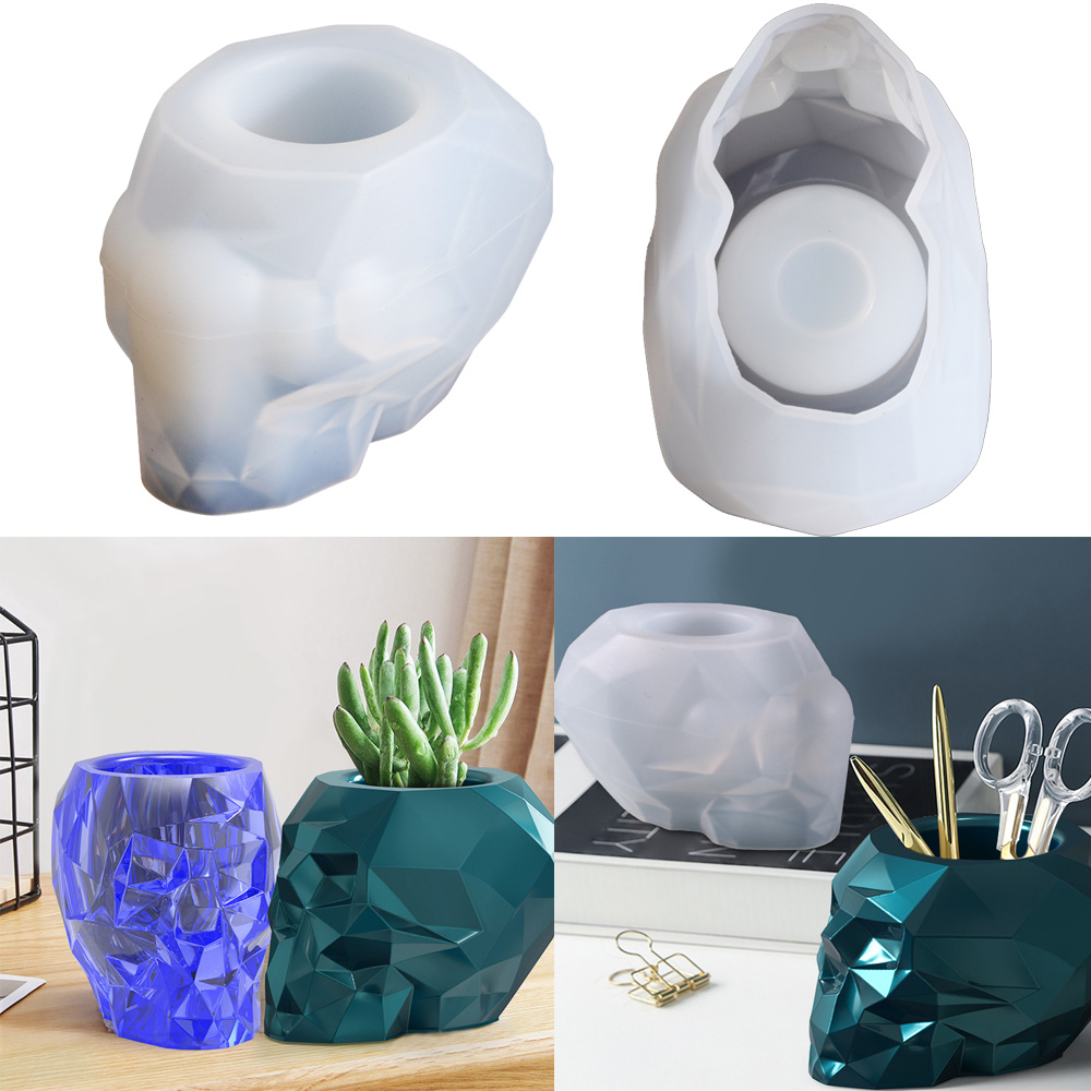 Resin Craft Ideas - Schädel Form Form Stift Halter Silikon